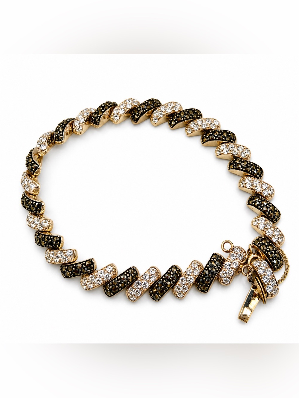 C568 Vintage 925 Marcasite and Crystal Bracelet 8”